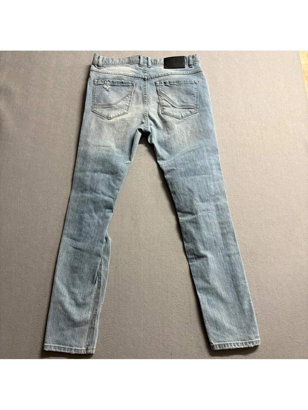 Empyre Verge Mens Distressed Skinny Jeans Size 30 Light Wash Ripped Denim